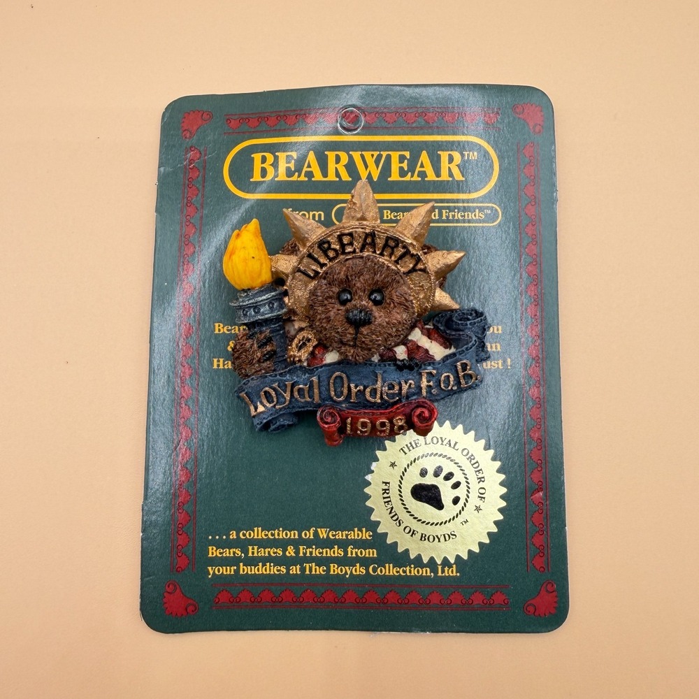 Boyds Bears Bearwear Liberty Loyal Order FOB 1998 Bear Pin Brooch Collectible